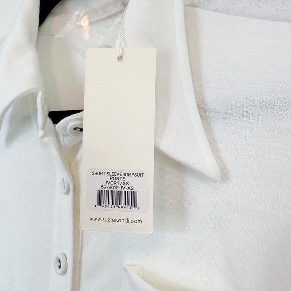 Suzie Kondi | NWT Short-Sleeve Jumpsuit in Ivory White Ponte | made in LA - Picture 8 of 9
